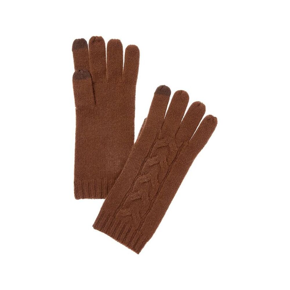 Bruno Magli Center Cable Cashmere Gloves, Brown